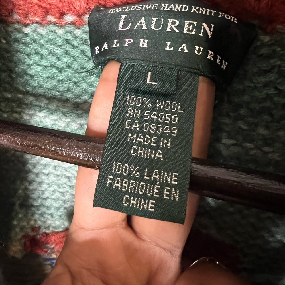 Lauren Ralph Lauren Multicolor Aztec Knit Belted Cardigan - Picture 6 of 7